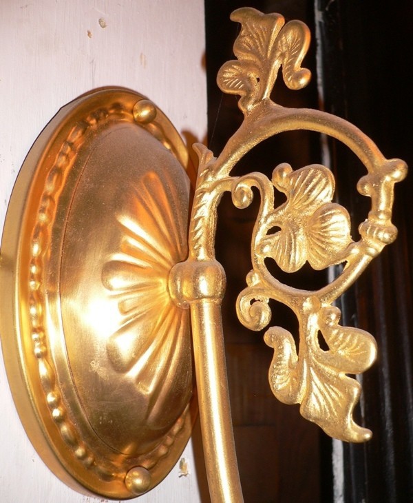 SOLD Amazing Gold Plated Art Nouveau Style Antique Single Arm Sconces-14644