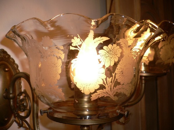 SOLD Radiant Pair of Antique Early 1880s Gas Sconces, Newly Electrified-14737