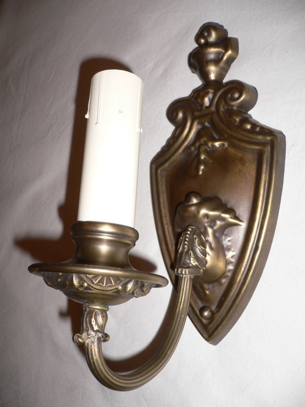 SOLD Lovely Pair of Antique 1920's Brass Sconces-14740