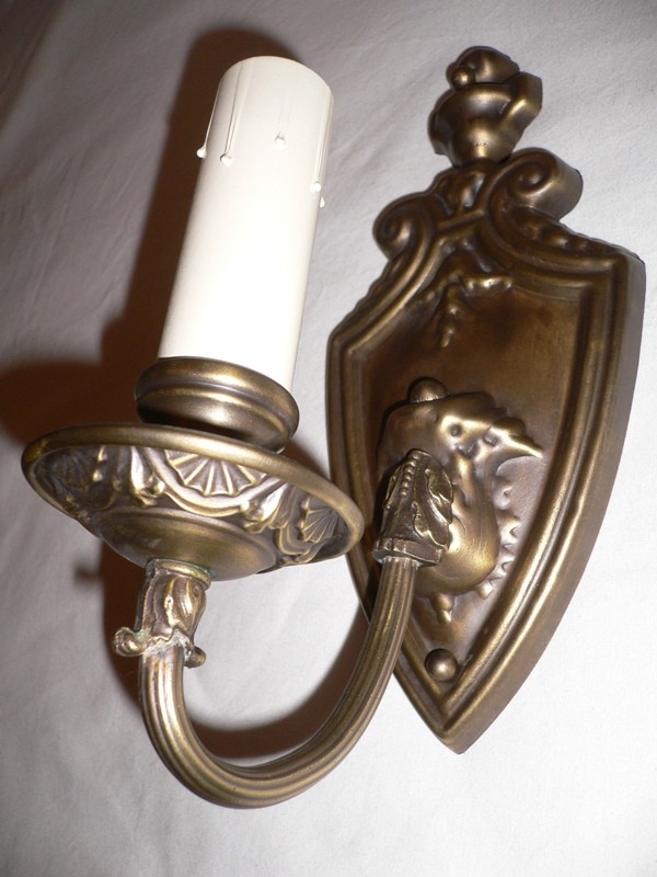 SOLD Lovely Pair of Antique 1920's Brass Sconces-14743