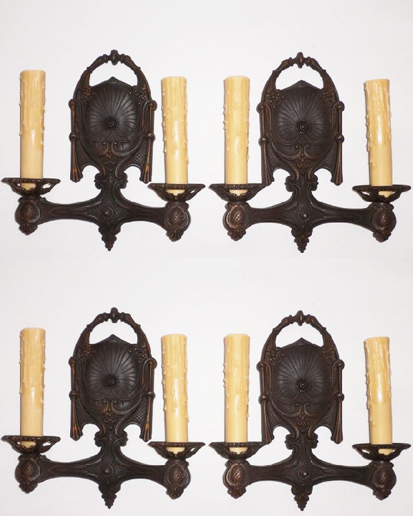 SOLD Four Matching Antique Neoclassical Iron Sconces-0