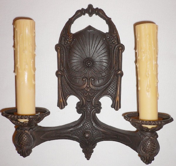 SOLD Four Matching Antique Neoclassical Iron Sconces-14762