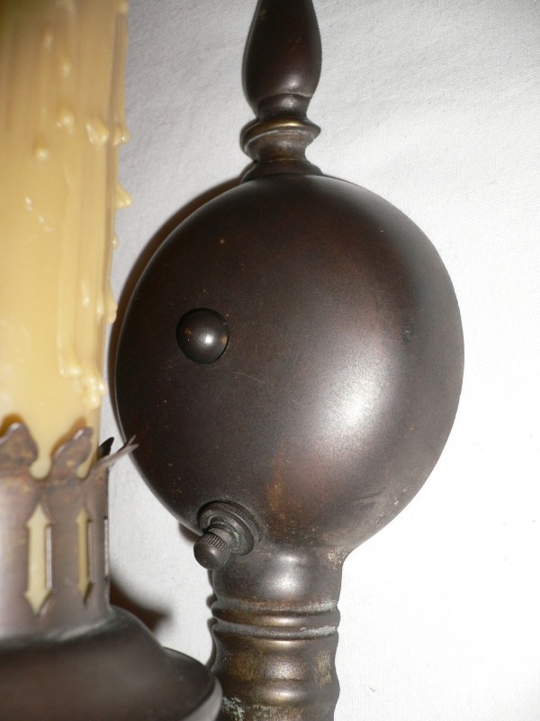 SOLD Incredible Pair of Colonial Revival Brass Single-Arm Sconces Made By Franklin-14812