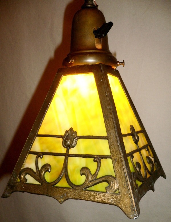 SOLD Early 1900s Antique Art Nouveau Lantern Style Pendant Chandelier-0