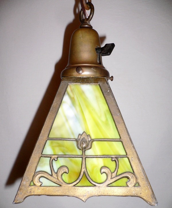 SOLD Early 1900s Antique Art Nouveau Lantern Style Pendant Chandelier-18411