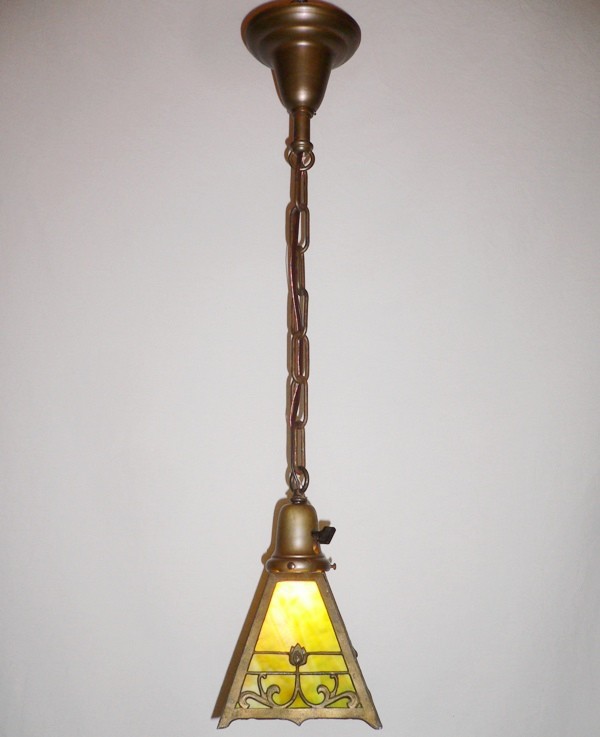 SOLD Early 1900s Antique Art Nouveau Lantern Style Pendant Chandelier-14835