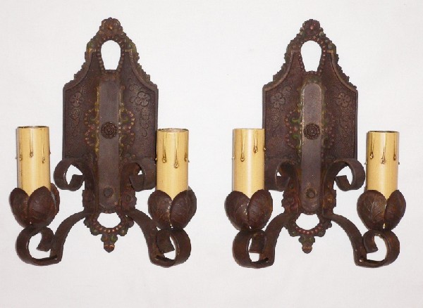 SOLD Set of Four Matching Antique Double-Arm Sconces Made By Lincoln Co. -14930