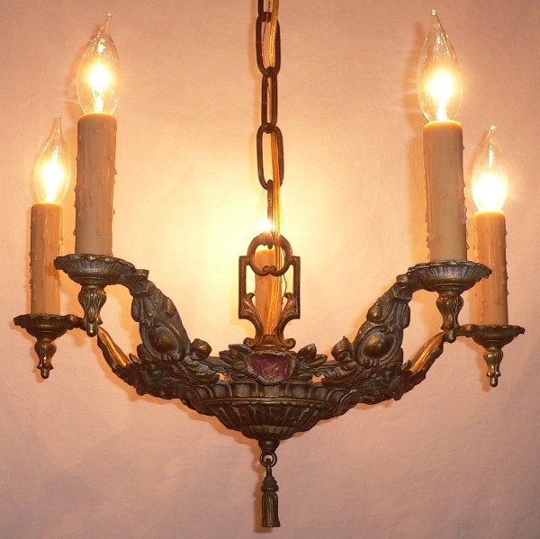 SOLD Fabulously Cast Five Light Antique Chandelier-15018