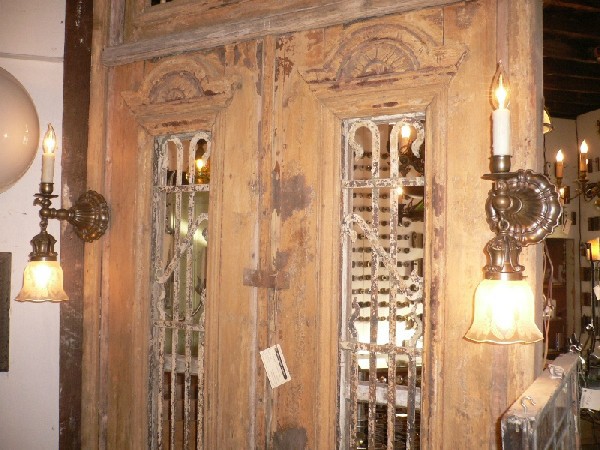 SOLD Striking Pair of Sheffield Style Gas and Electric Sconces, Original Etched Shades-15123