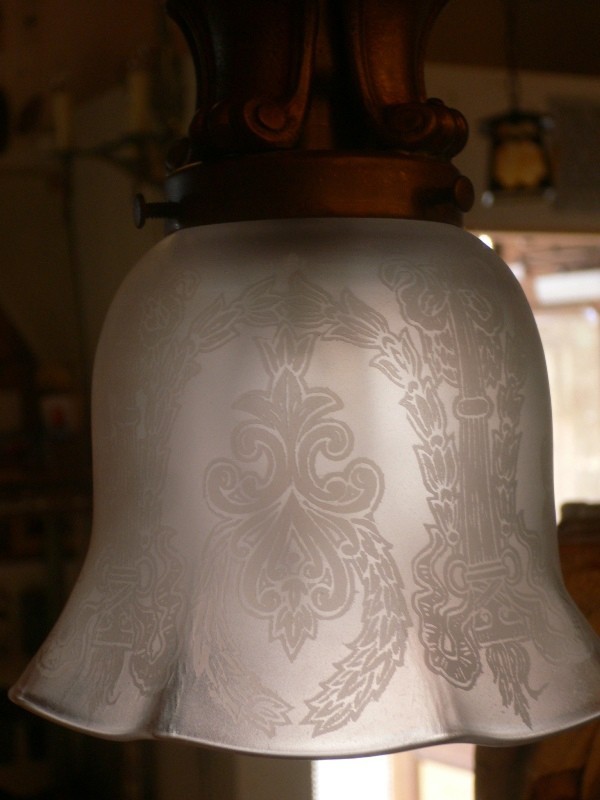 SOLD Striking Pair of Sheffield Style Gas and Electric Sconces, Original Etched Shades-15128