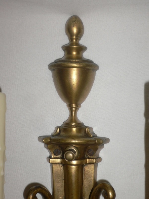 SOLD Impressive 19th Century Adam Style Antique Bronze Sconces-15136