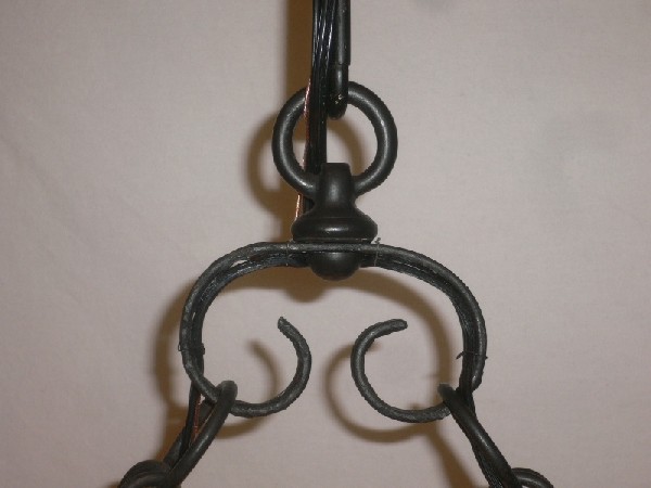 SOLD Large Elongated Iron Chandelier from an Antique Window Guard-15231