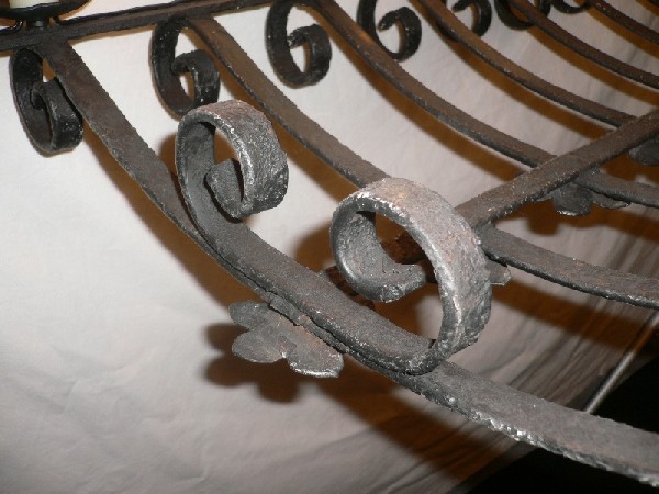 SOLD Large Elongated Iron Chandelier from an Antique Window Guard-15234
