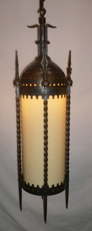 SOLD Out This World Set of Three Matching Antique Gothic Revival Iron Lanterns-15241