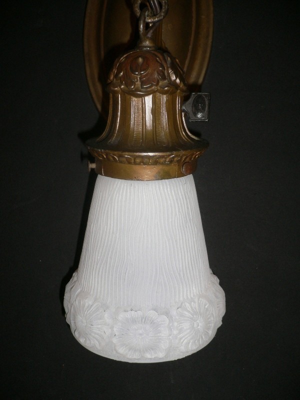 SOLD Dazzling Pair of Antique Sconces with Original Shades-15269