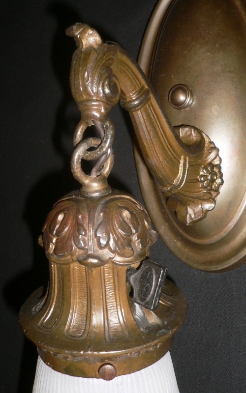 SOLD Dazzling Pair of Antique Sconces with Original Shades-15270