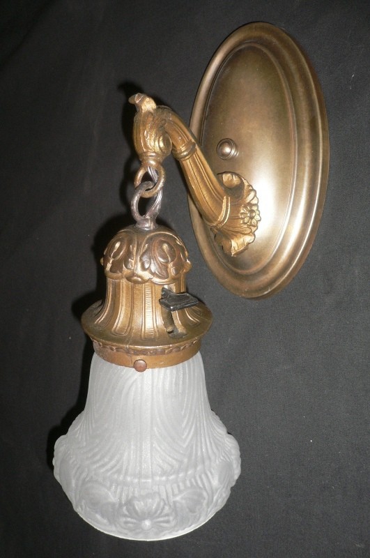 SOLD Alluring Pair of Antique Sconces with Original Shades, Matching Sconces Available-15284
