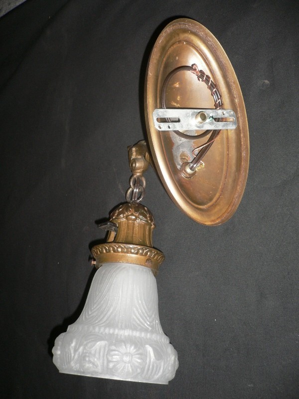 SOLD Alluring Pair of Antique Sconces with Original Shades, Matching Sconces Available-15289