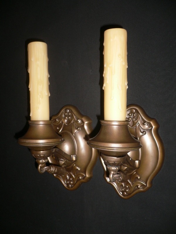 SOLD Six Matching Antique Brass Neoclassical Sconces, c. 1920's-15293