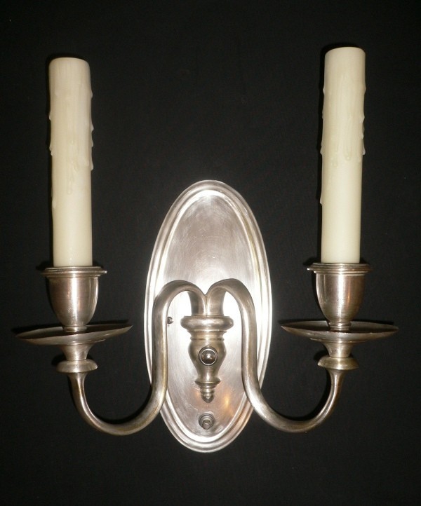 SOLD Stunning Set of Four Matching Antique Silver Plated Bronze Sconces-15300