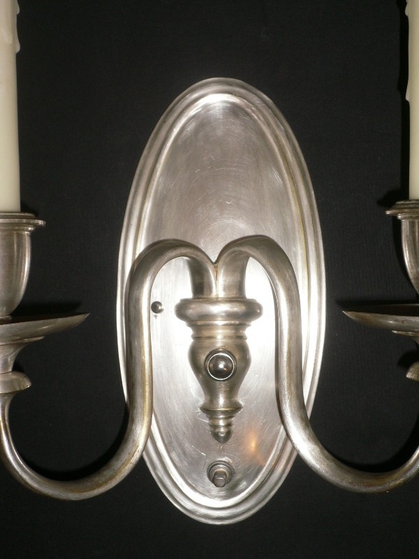 SOLD Stunning Set of Four Matching Antique Silver Plated Bronze Sconces-15301