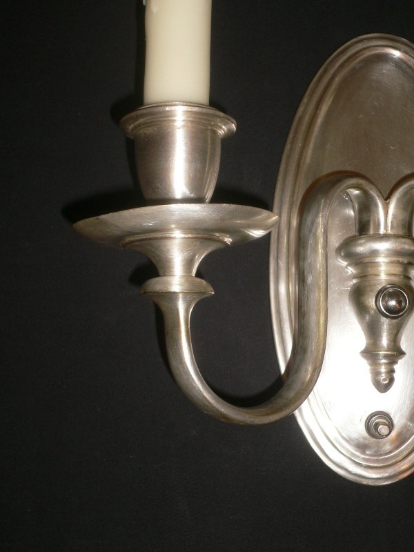 SOLD Stunning Set of Four Matching Antique Silver Plated Bronze Sconces-15302