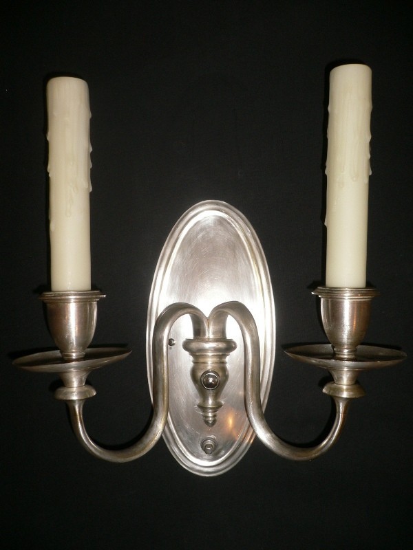 SOLD Stunning Set of Four Matching Antique Silver Plated Bronze Sconces-15303