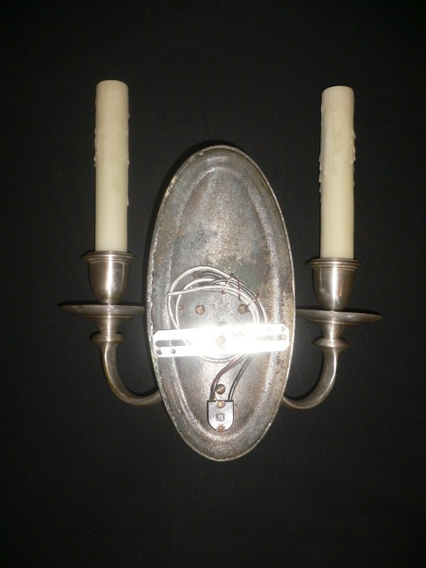 SOLD Stunning Set of Four Matching Antique Silver Plated Bronze Sconces-15304