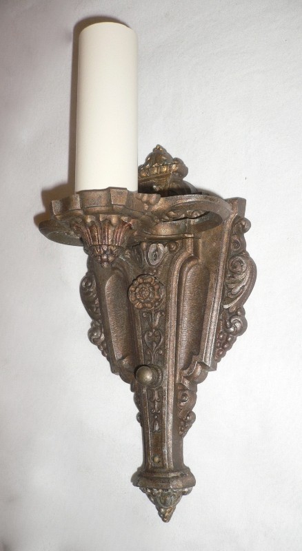 SOLD Superb Pair of Antique Spanish Revival Sconces-15362