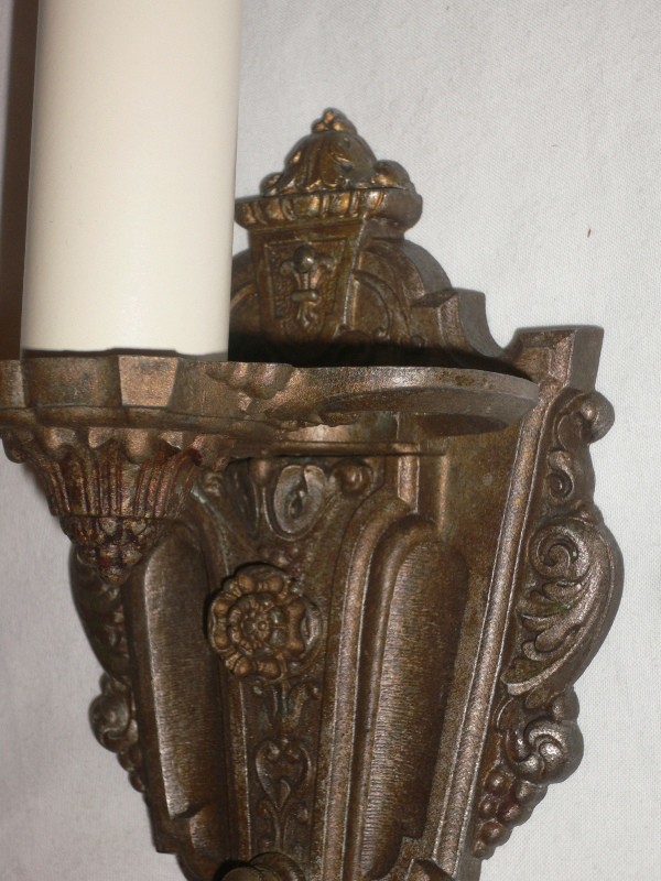 SOLD Superb Pair of Antique Spanish Revival Sconces-15363