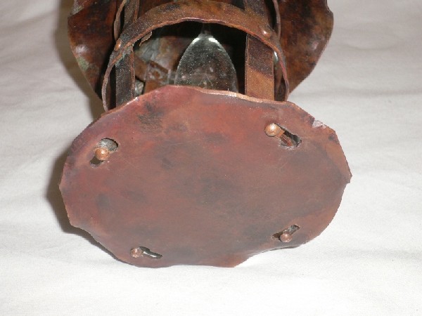 SOLD Unique Pair of Vintage Gothic Revival Copper Lantern-Type Sconces-15396