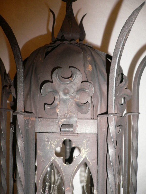 SOLD Imposing Antique Gothic Revival Lantern-Type Chandelier-15434