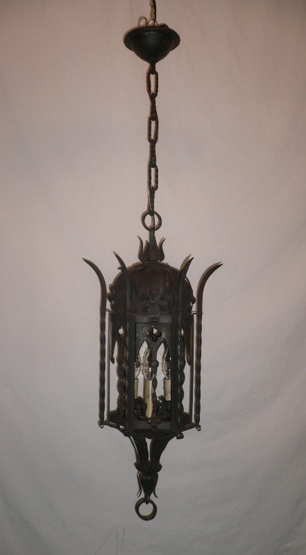SOLD Imposing Antique Gothic Revival Lantern-Type Chandelier-15438