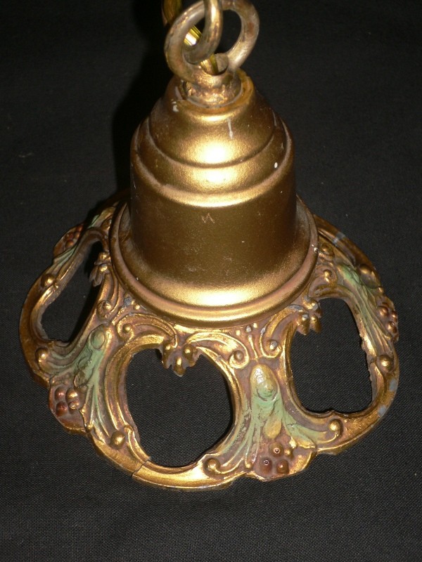 SOLD Wonderful Antique Neoclassical Flush-Mount Chandelier with Original Polychrome Finish-15458