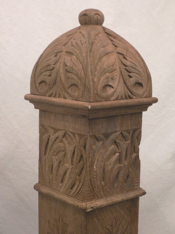 SOLD Remarkable Carved, Quarter-Sawn Antique Oak Boxed Newel Post, Circa 1900-15558