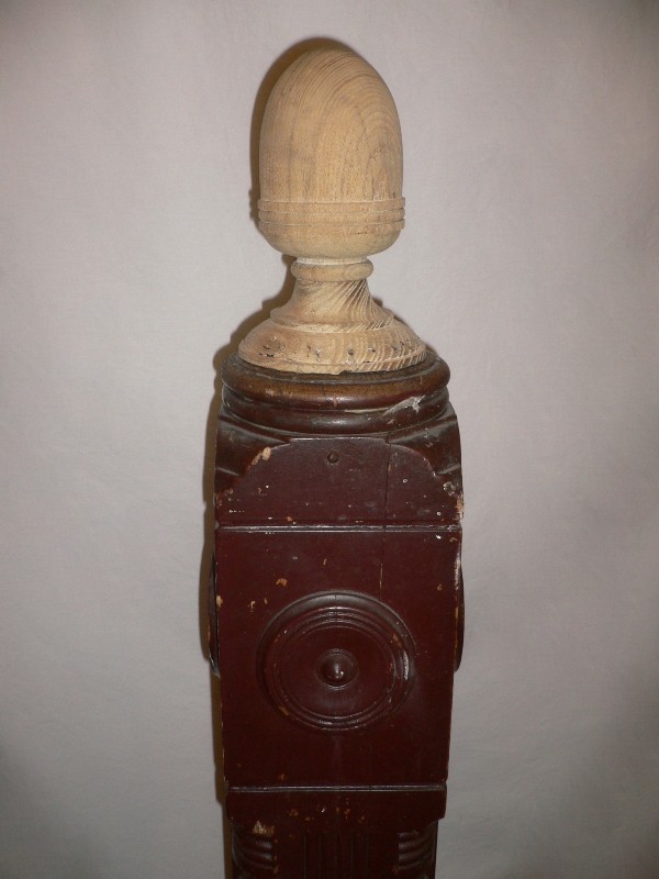SOLD Regal Antique Oak Boxed Newel Post-15574