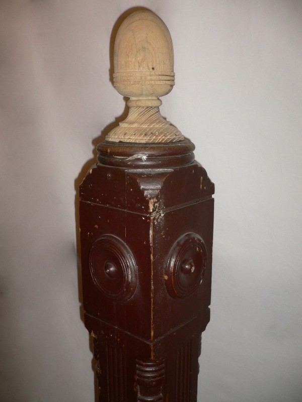SOLD Regal Antique Oak Boxed Newel Post-15575