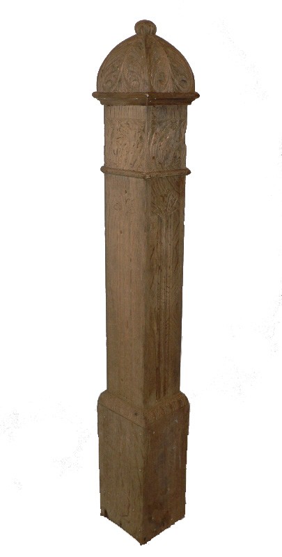 SOLD Remarkable Carved, Quarter-Sawn Antique Oak Boxed Newel Post, Circa 1900-0