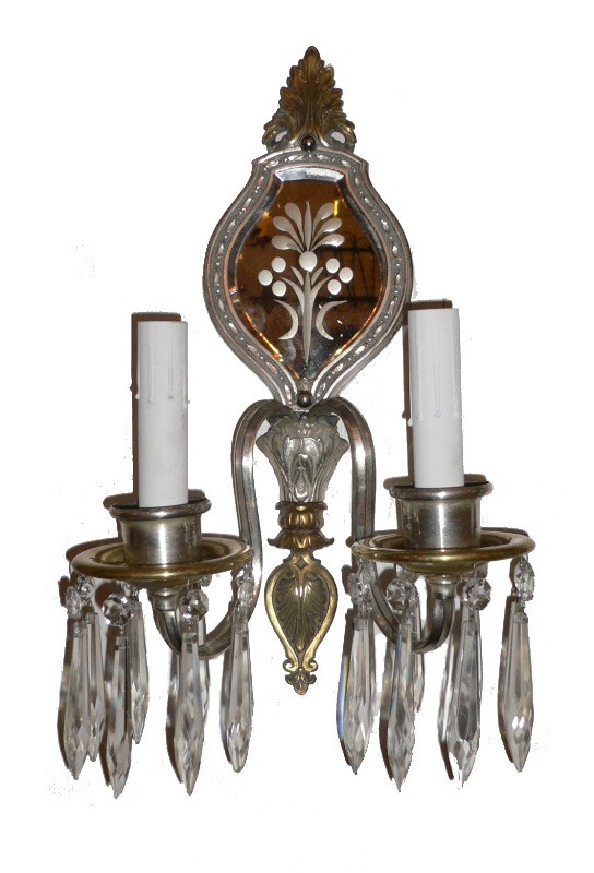 SOLD Awe-Inspiring Mirror Back Antique Georgian Style Sconce, Silver Plated-0