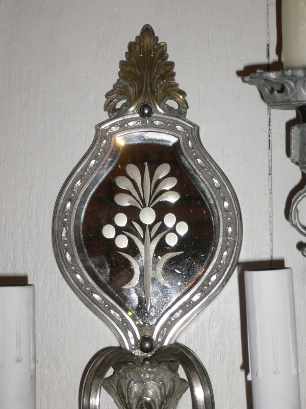 SOLD Awe-Inspiring Mirror Back Antique Georgian Style Sconce, Silver Plated-15609