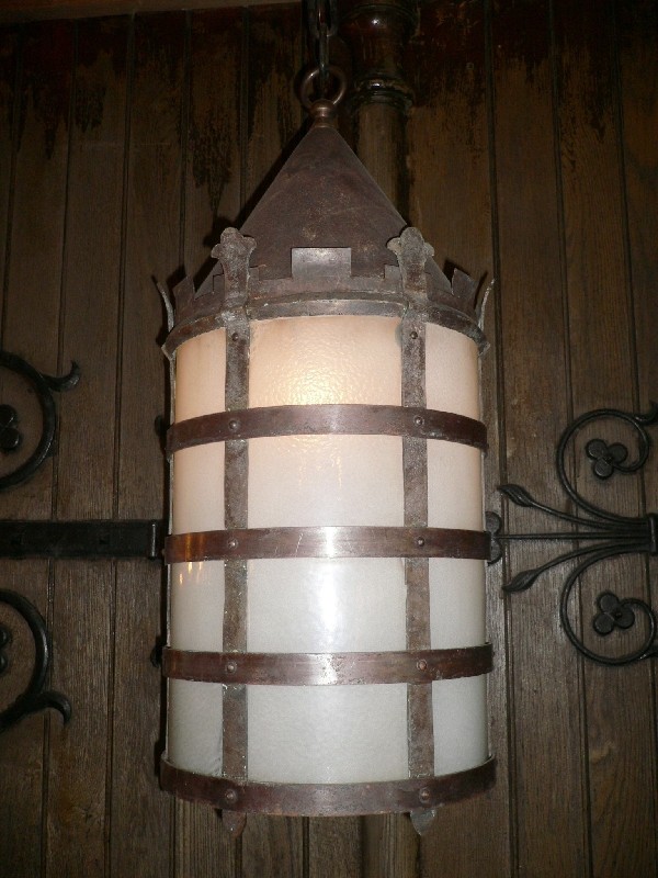 SOLD Impressive and Large Bronze Gothic Revival Antique Lantern-15614