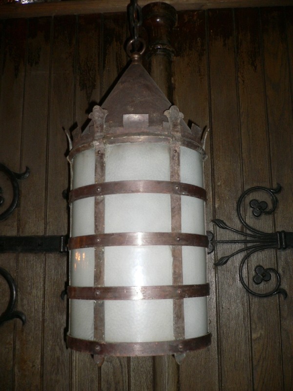 SOLD Impressive and Large Bronze Gothic Revival Antique Lantern-15615