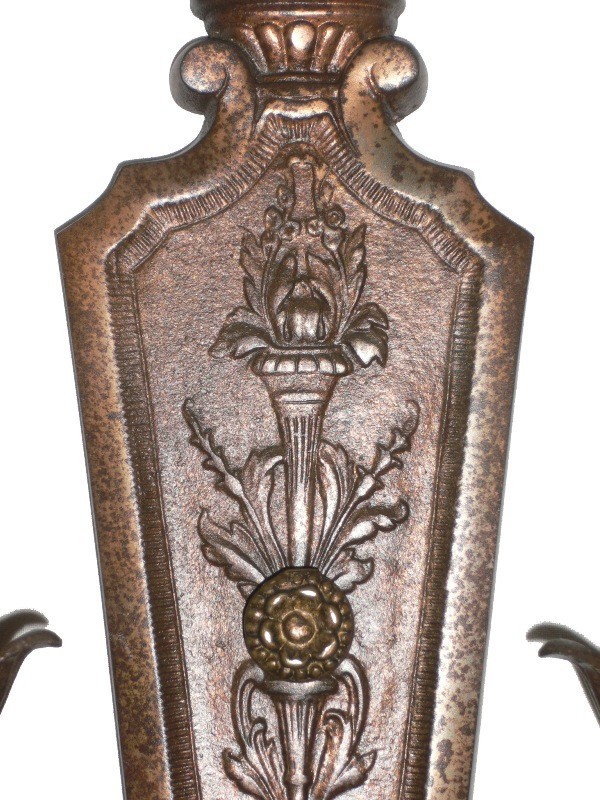SOLD Splendid Antique Georgian Bronzed Iron Double-Arm Sconce, Signed C.L.S. Co.-15644
