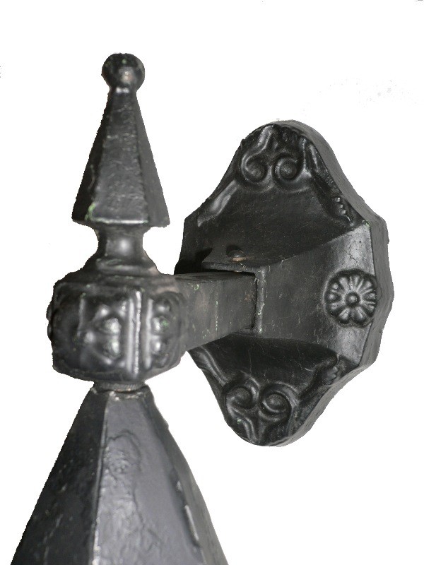 SOLD Striking Pair of Antique English Tudor Exterior Lantern Sconces, Signed N. L. & S. Co.-15649