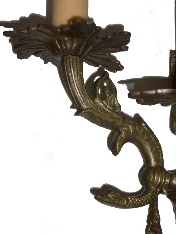 SOLD Spectacular Pair of Antique Cast Bronze Neoclassical Figural Sconces, Early 1900’s-15671