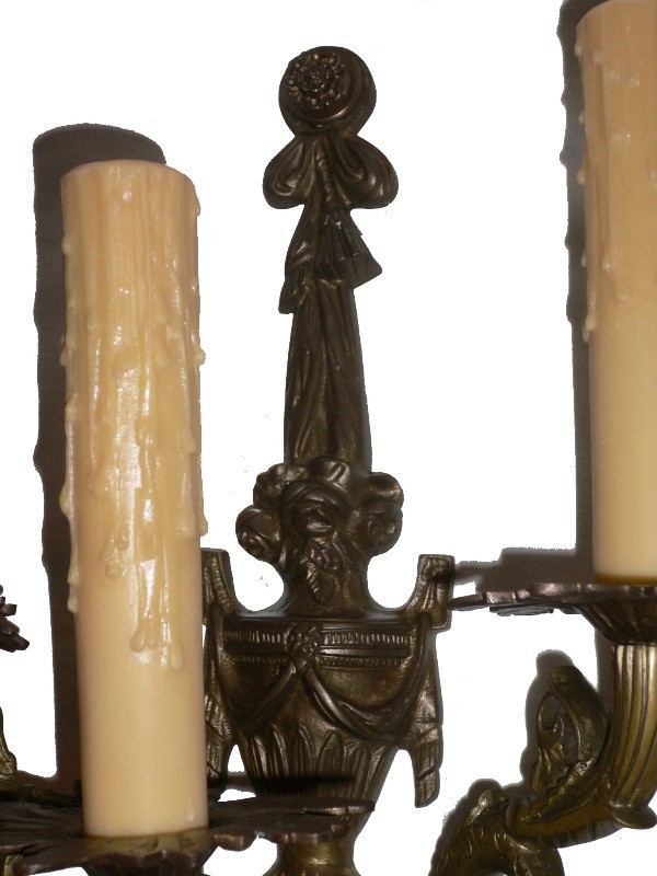 SOLD Spectacular Pair of Antique Cast Bronze Neoclassical Figural Sconces, Early 1900’s-15672