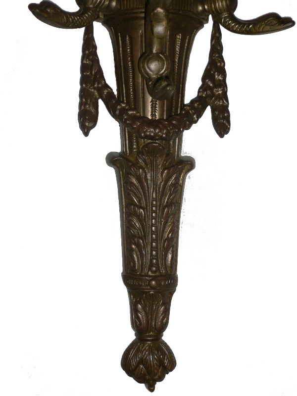 SOLD Spectacular Pair of Antique Cast Bronze Neoclassical Figural Sconces, Early 1900’s-15673