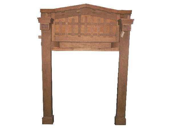 SOLD Handsome Antique Arts and Crafts Style Oak Mantel-0