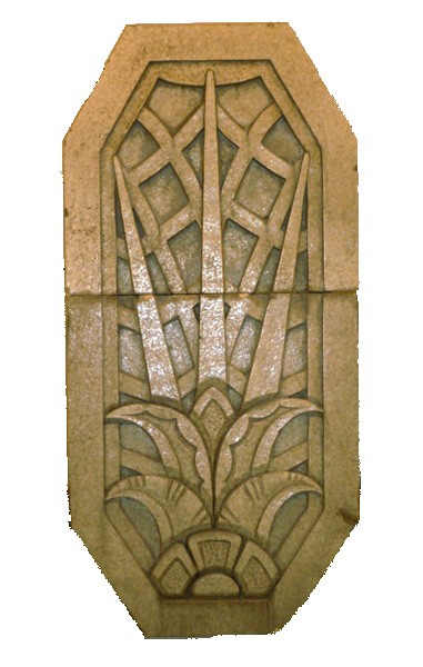 SOLD Awe-Inspiring Art Deco Glazed White Terra-Cotta Bas-Relief Block, c. late 1920s-0