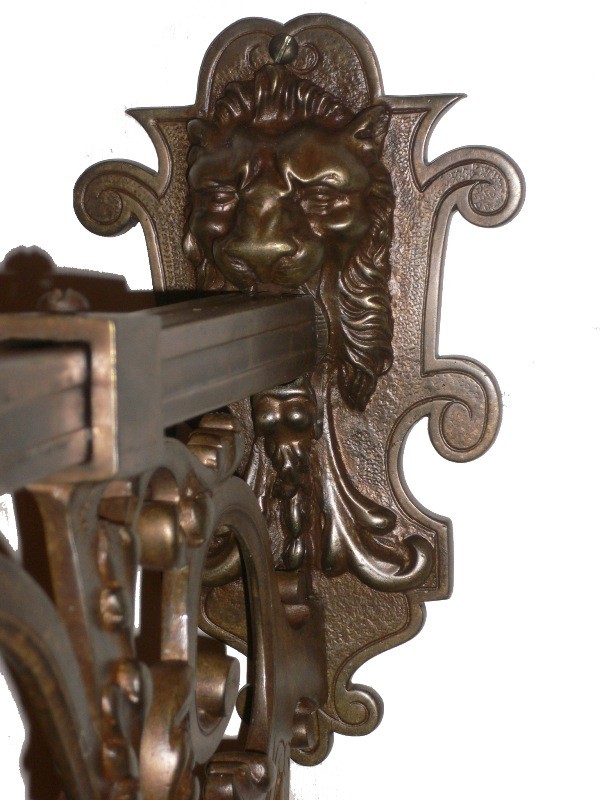 SOLD Rare Pair of Antique 1870’s Figural Cast Bronze Gas Sconces, Lions-15730